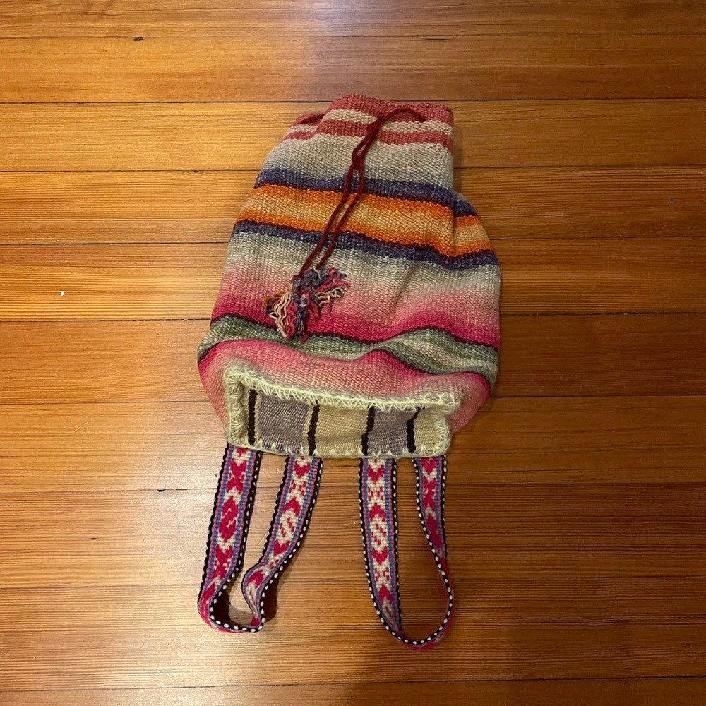Genuine Peruvian woven mini multicolored backpack